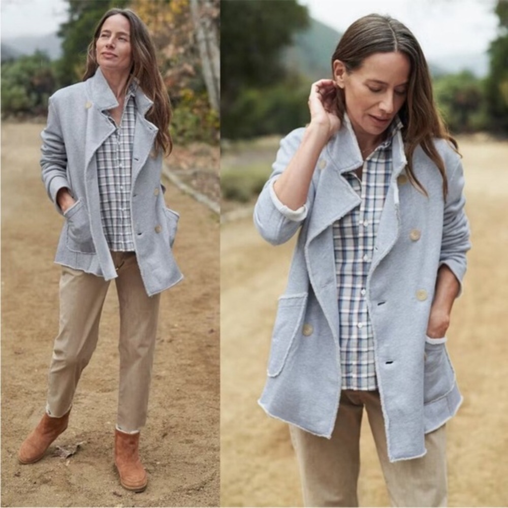 Frank & Eileen Coat Belfast LABTRENCH Double Breasted Triple Capulet Fleece Grey